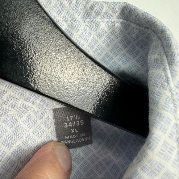 Michael Kors slim fit button down shirt Size 17 1/2 34/35 XL Blue and White - Picture 4 of 8
